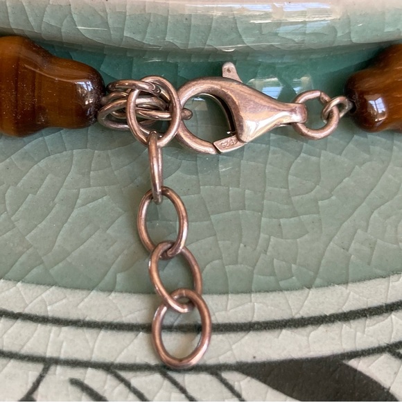 Ross-SimonTiger’s Eye statement necklace; sterling silver settings and clasp. - Picture 6 of 6